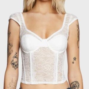 EDIKTED Elegant White Lace Corset